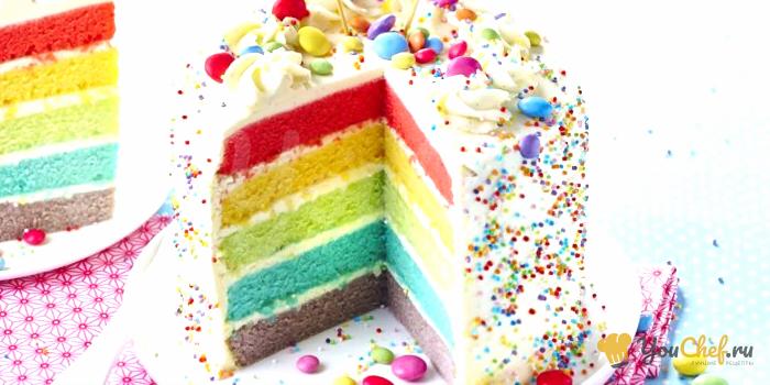 Радужный торт на день рождения: готовим яркий десерт