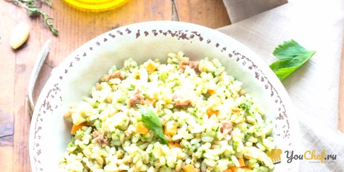 Салат из риса с соусом песто и овощами (рецепт 2)