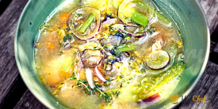 Овощной суп с устрицами