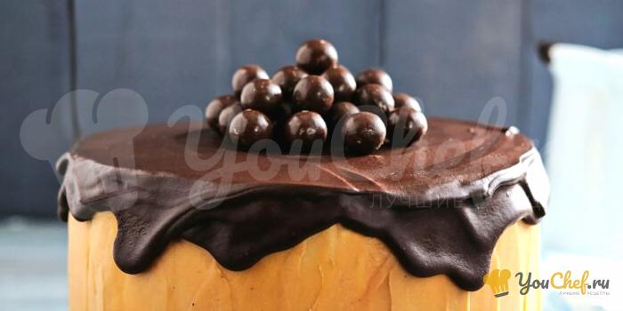 Слоеный торт шоколадно-карамельный с мальтерзерами